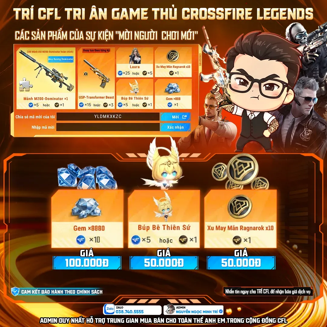 Combo Gem + Vật Phẩm VIP Crossfire Legends Giá Rẻ