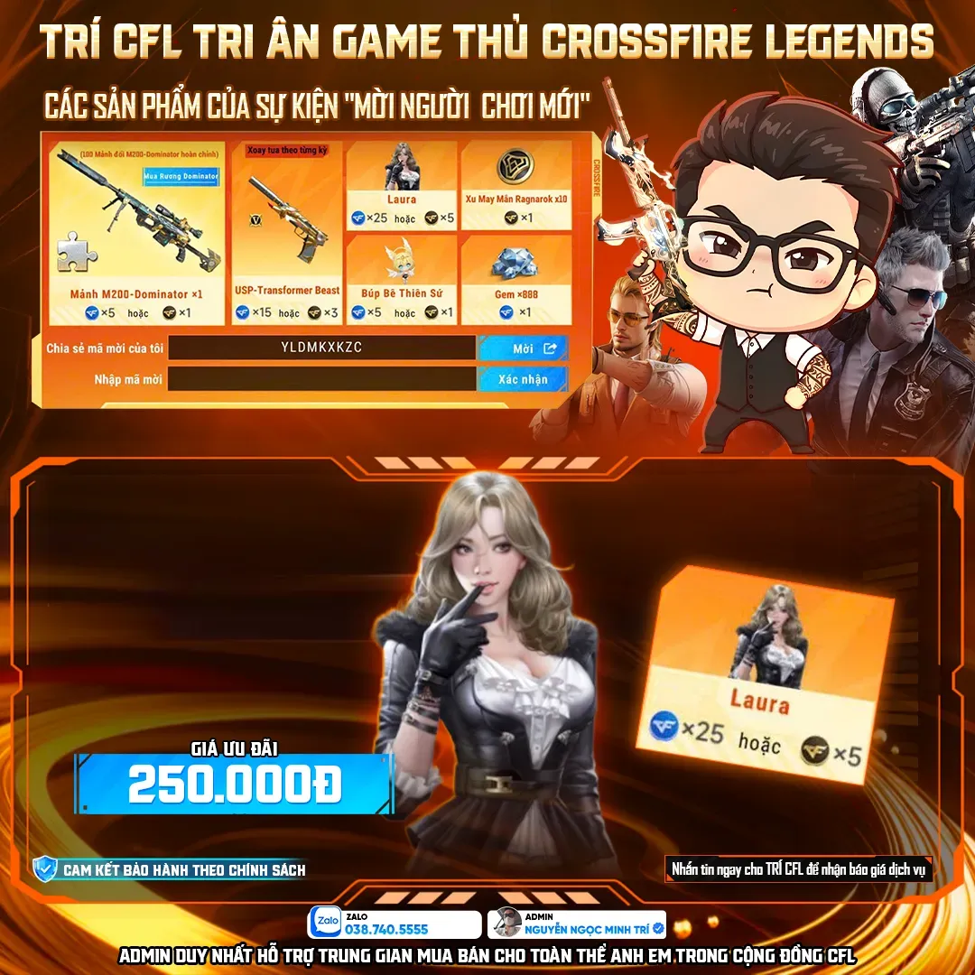 Dịch Vụ Nhận Nhân Vật Laura Crossfire Legends Giá Rẻ – Full Ưu Đãi Event